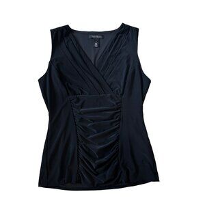 White House Black Market Black V-Neck Sleeveless Tank Top Women's Medium 1620